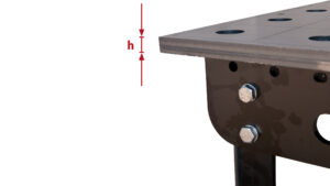 SST fix 80/16 S – Höhe der Arbeitsfläche "h" - siehe Tabelle